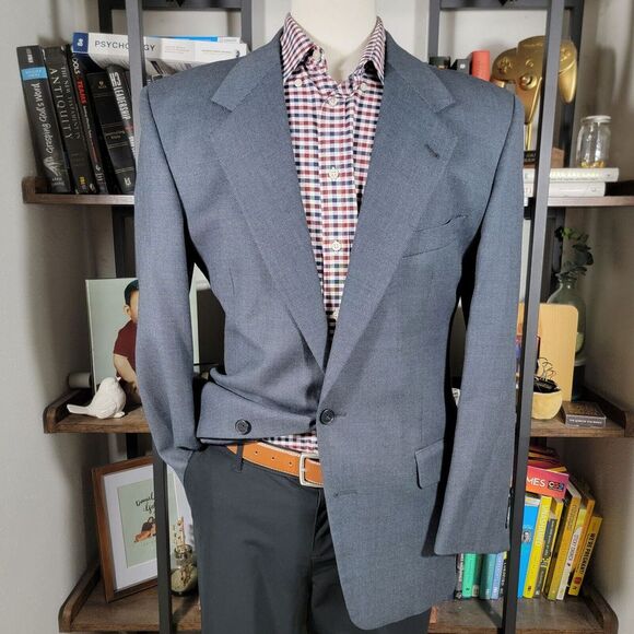 Joseph‎ Abboud Men's Sport Coat Blazer Two Button Navy Birds Eye Wool Size 40L